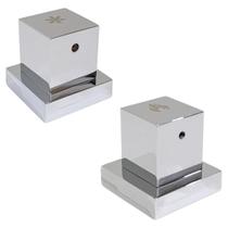 Kit Acabamento Duplo Comando Quadrado Cromado P/ Base Deca