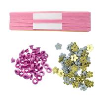 Kit Acabamento Elástico Rosa + Ilhós Rosa + Passante Flor