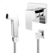 Kit Acabamento Monocomando com Ducha Higiênica Cromada para Banheiro Soft Inox Kit Acabamento Monocomando com Ducha Higiênica Cromada para Banheiro Soft Inox