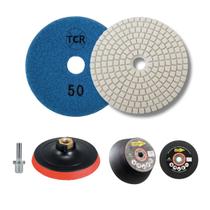 Kit Acabamento Para Porcelanato Granitos 1 Lixa Mármore 1 Suporte 1 Rebolo - TCR abrasivos
