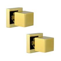 Kit Acabamento para Registro base padrão Deca com 2 unidades Quadrado de 1/2 ou 3/4 Pressão Gaveta Dourado Brilhante Metal