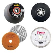 Kit Acabamento Porcelanato 1 Lixa 200 1 Rebolo 4" 120 1 Suporte 1 disco Cortag - Cortag /Norton / Forcety