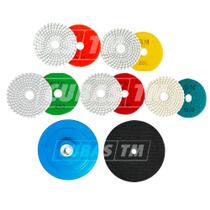 Kit Acabamento Porcelanato e Mármore 5 Lixas 100/200/400/800/1500 + Suporte Plástico Rígido