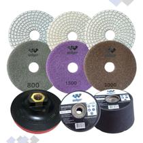 Kit Acabamento Porcelanato Lixa 800 1500 3000 Prato Rebolo