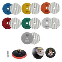 Kit Acabamento Porcelanato Seco 7 Lixa 1 suporte 1 Rebolo Para Polir E Desbastar