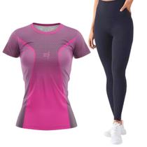Kit Academia Blusa Feminina e Calça Legging Cós Alto Lisa Suplex Sem transparência Funcional Caminha Kit Academia Blusa Feminina e Calça Legging Cós Alto Lisa Suplex Sem transparência Funcional Caminha
