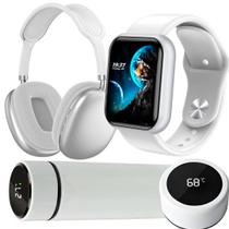 Kit academia Fone Bluetooth + Garrafa térmica 500ml inox Led + Relógio Smart Y8