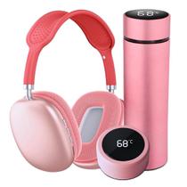 Kit academia Garrafa térmica inox inteligente com visor led de 500ml e Fone Pro 9 bluetooth