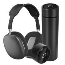 Kit academia Garrafa térmica inox inteligente com visor led de 500ml e Fone Pro 9 bluetooth