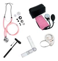 Kit Acadêmico Com Esfigmo Esteto Martelo Trena Goniometro