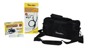 Kit Acadêmico Com Esfigmomanometro Estetoscópio Termômetro E Garrote