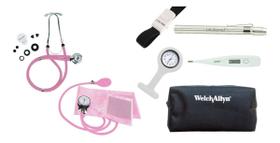 Kit Acadêmico De Enfermagem Esfigmo E Rappaport Premium, Lanterna, Garrote, Termometro Axilar, Relogio Lapela, Estojo
