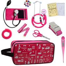 Kit Academico Enfermagem Esfigmomanometro Aparelho de Pressao Estetoscopio Multi Necessaire Estampada Estagio PAMED
