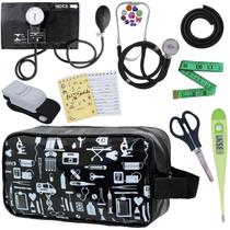 Kit Academico Enfermagem Esfigmomanometro Aparelho de Pressao Estetoscopio Multi Necessaire Estampada Estagio Premium