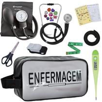 Kit Academico Enfermagem Esfigmomanometro Aparelho de Pressao Estetoscopio Multi Transparente Estagio Incoterm