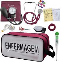 Kit Academico Enfermagem Esfigmomanometro Aparelho de Pressao Estetoscopio Multi Transparente Estagio Incoterm