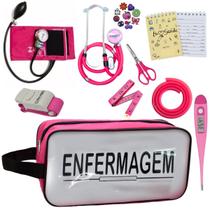 Kit Academico Enfermagem Esfigmomanometro Aparelho de Pressao Estetoscopio Multi Transparente Estagio PAMED