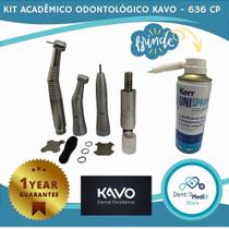 KIT ACADEMICO ODONTOLOGICO KAVO SÉRIE 636 CP COM LED LUBRIFICANTE UNISPRAY KERR Peças de mão Odonto DENTISTA