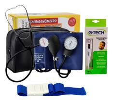 Kit Academico Profissional da Saude Medidor De Pressão Aneroide + Termometro E Garrote