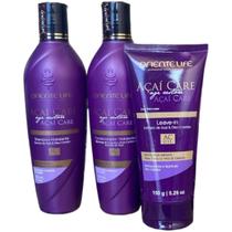 Kit Açaí 1 Shampoo 1 Condicionador 1 Leave In 300ml Oriente Life