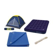 Kit Acampamento Completo Camping Barraca Iglu 2 Pessoas Com Colchao Casal Inflavel Lona Impermeavel Vonder e Corda Multifilamento Vonder