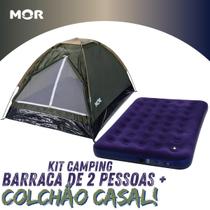 Kit Acampamento MOR Barraca Iglu Verde para 2 Pessoas com Colchão Inflável com Fole Embutido Kit Eficiente Prático e Compacto