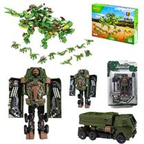 Kit Ação e Montagem: Robô Transformável + Blocos 25 em 1