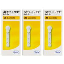 Kit Accu-Chek Lancetas Softclix Com 3 Caixas De 25 Un Cada