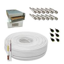 Kit Aces Instalação 6 Câmeras +Fonte30A Conectores eCabo100M