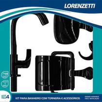 Kit Acessório Banheiro 4 Peças Lorenzetti Preto Kit Acessório Banheiro 4 Peças Lorenzetti Preto