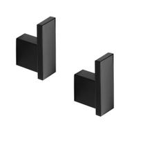 Kit acessório banheiro inox preto 2 cabides gancho vii04