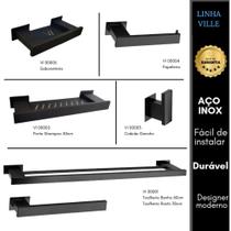 Kit acessório banheiro inox preto luxo 6 peças vii 17