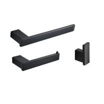 Kit acessório banheiro inox preto trio luxo vii 14