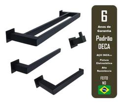 Kit Acessório Banheiro Jacaraipe Inox Preto Fosco 4 Peças