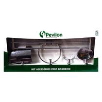 Kit Acessório de Banheiro 5 peças Alumínio Verona Varão Duplo Pevilon Kit Acessório de Banheiro 5 peças Alumínio Verona Varão Duplo Pevilon