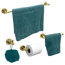 Kit Acessório Dourado Escovado Banheiro Inox 304 Lavabo Luxo 4 Peças Conjunto Completo Porta Toalha Papeleira Gancho Cabide Toalheiro Suporte Parede Kit Acessório Dourado Escovado Banheiro Inox 304 Lavabo Luxo 4 Peças Conjunto Completo Porta Toalha Papeleira Gancho Cabide Toalheiro Suporte Parede