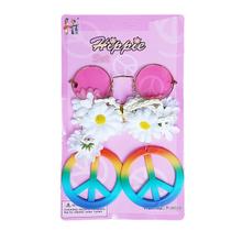 Kit Acessório Fantasia Hippie Feminina Festa Anos 70 Carnaval: Óculos + Brincos + Tiara Flores = 3 Produtos Kit Acessório Fantasia Hippie Feminina Festa Anos 70 Carnaval: Óculos + Brincos + Tiara Flores = 3 Produtos