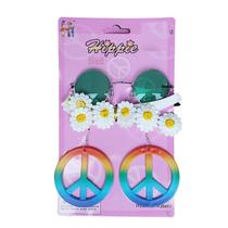 Kit Acessório Fantasia Hippie Feminina Festa Anos 70 Carnaval: Óculos + Brincos + Tiara Flores = 3 Produtos Kit Acessório Fantasia Hippie Feminina Festa Anos 70 Carnaval: Óculos + Brincos + Tiara Flores = 3 Produtos