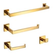 Kit Acessório Inox Para Banheiro 4 Peças - Dourado Gold - SOFT INOX