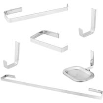 Kit Acessorio Para Banheiro Com 6 Peças Quadrado Todo Metal