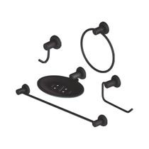 Kit Acessório Porta Toalha + Saboneteira + Cabide + Porta Papel