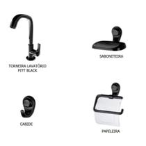 Kit Acessório Preto Banheiro e Torneira ABS Lorenzetti Kit Acessório Preto Banheiro e Torneira ABS Lorenzetti