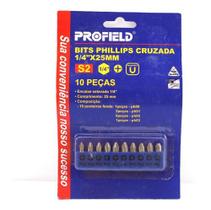 Kit Acessórios 10 Ponta De Chave Profield Phillips 25 Mm
