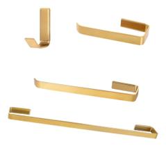 Kit Acessorios 4 Peças Dourado Banheiro Lavabo