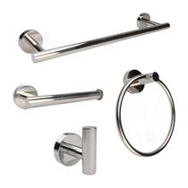 Kit Acessórios 4Pcs Para Banheiro Lavabo Aço Inox Cromado
