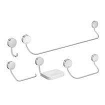 Kit Acessórios 5 Peças Cromado Deca - Saboneteira, Papeleira, Toalha, Cabide - 270x600x100mm