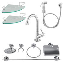 Kit Acessórios Aço Inox 9 Peças - Combo