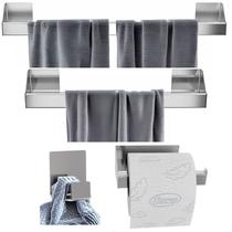 Kit Acessórios Banheiro 4 Peças Inox Com Adesivo 3M SF.DF