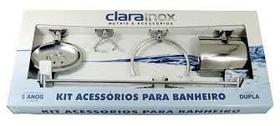 Kit Acessórios Banheiro 5 Peças Aço Inox CLARAINOX Completo Toalheiros Saboneteira Kit Acessórios Banheiro 5 Peças Aço Inox CLARAINOX Completo Toalheiros Saboneteira