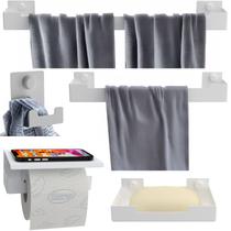 Kit Acessórios Banheiro 5 Peças Branco Dupla Fixação SF.ELG